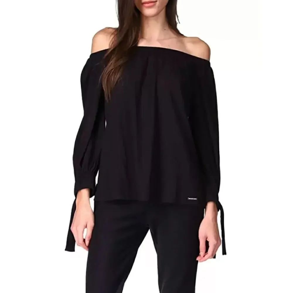 🍑 Michael Kors Off-The-Shoulder Tie-Sleeve Peasant Top